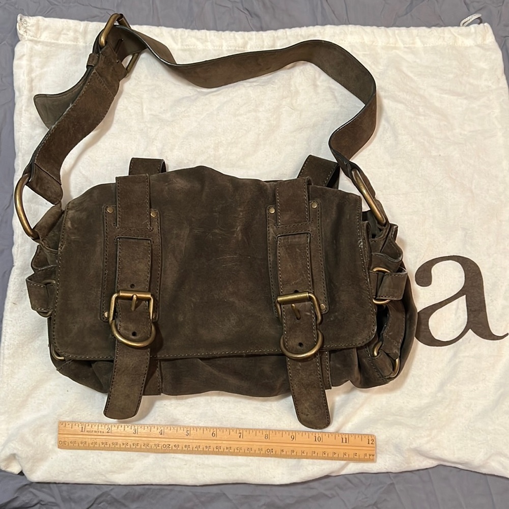 NWOT Kooba Gretchen suede shoulder bag in olive